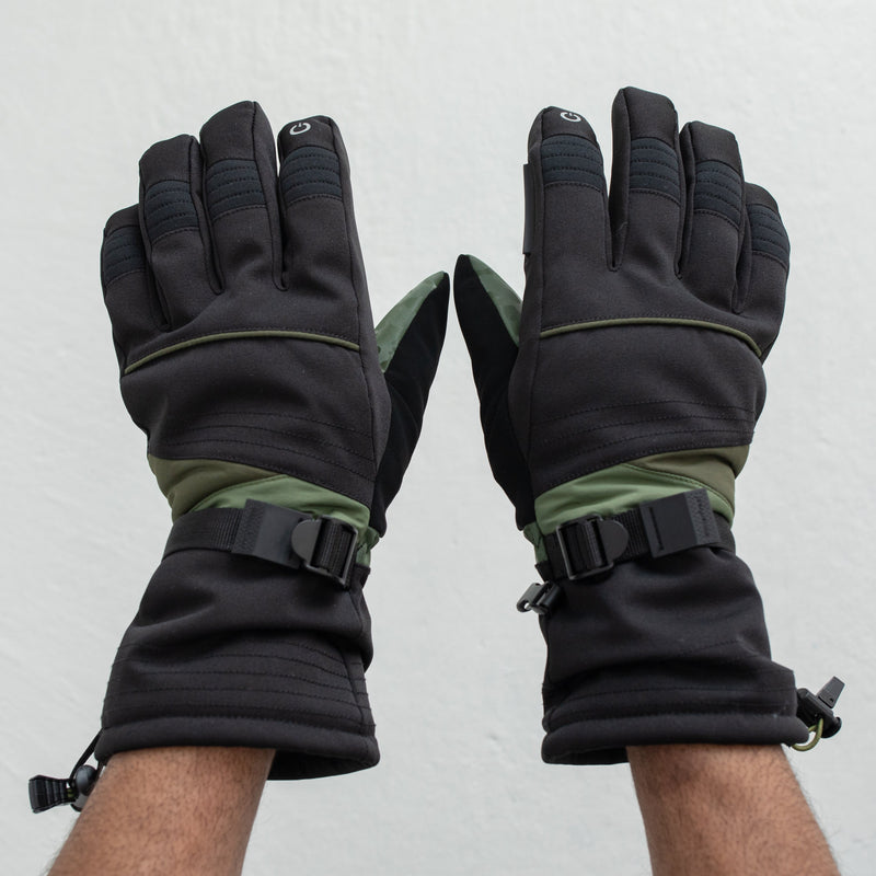 Men's Performance Black Army Green Ski Gloves