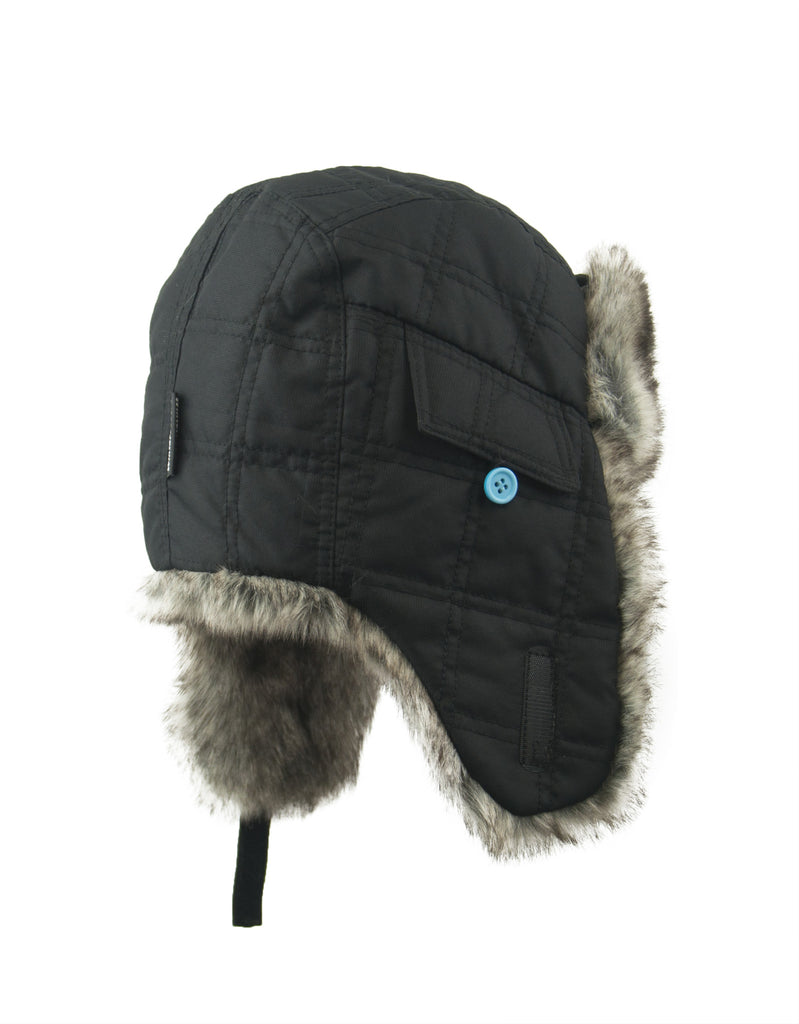 BOY'S 4-16 QUILTED TRAPPER W/ FAUX FUR