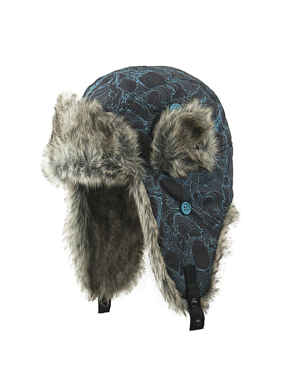 BOY'S 4-16 PRINTED TRAPPER W/ FAUX FUR