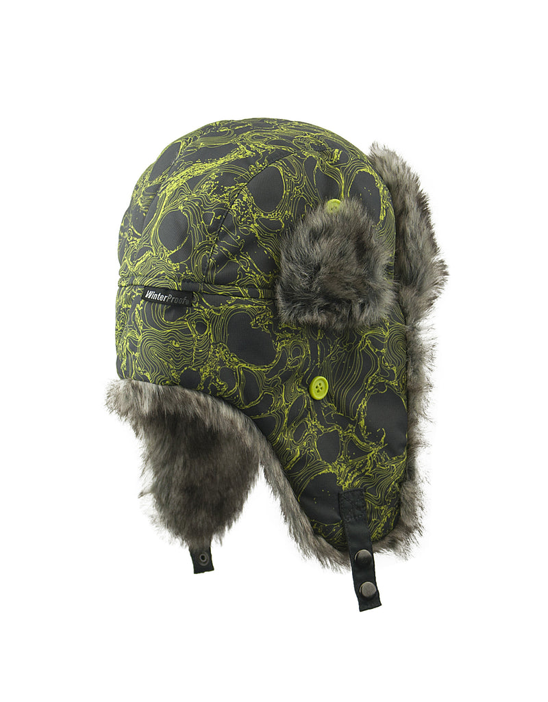 BOY'S 4-16 PRINTED TRAPPER W/ FAUX FUR