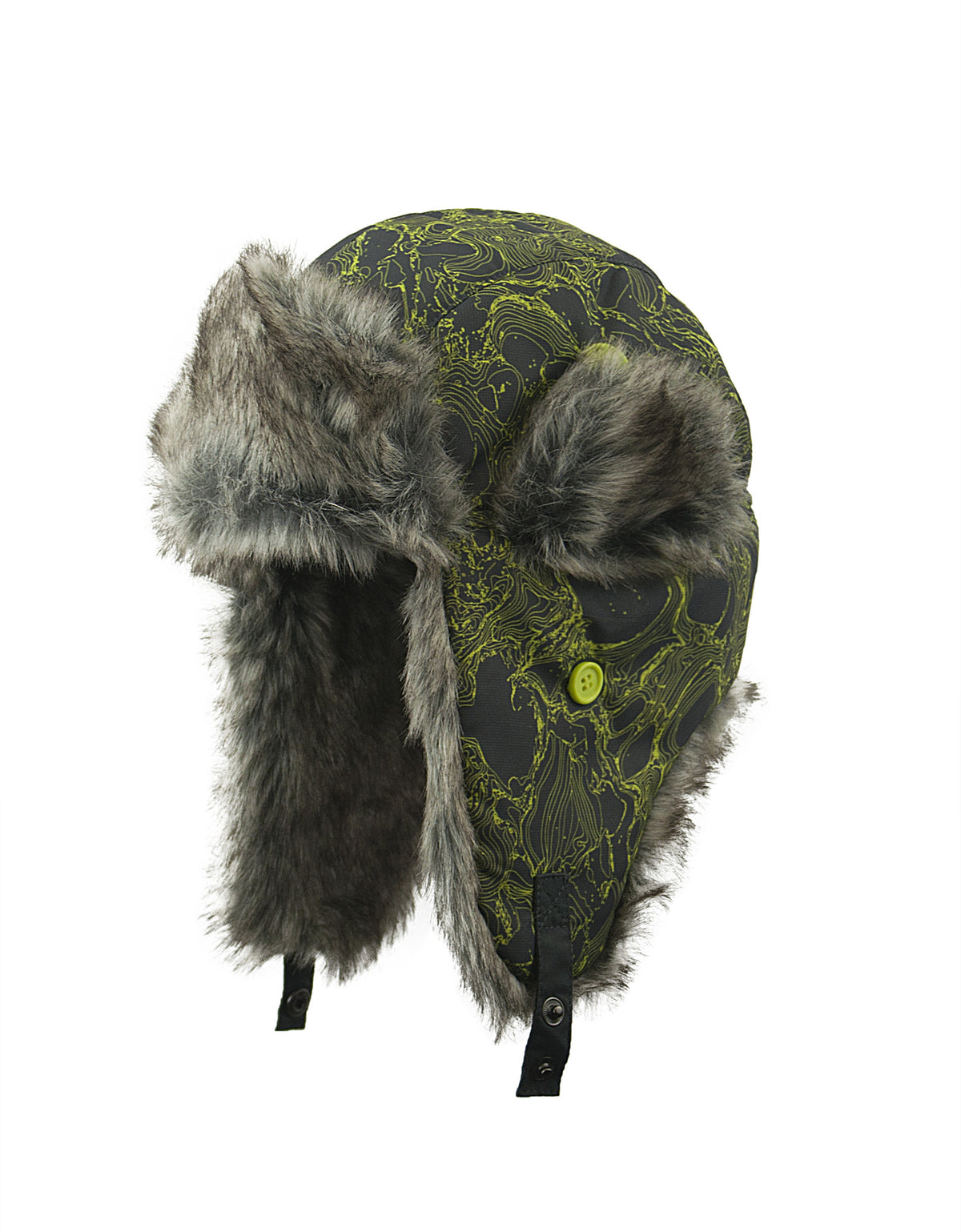 BOY'S 4-16 PRINTED TRAPPER W/ FAUX FUR